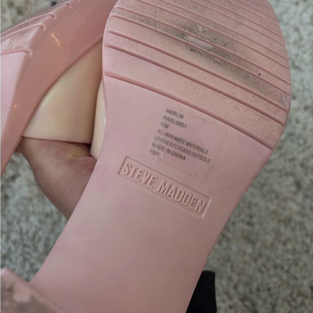 Steve Madden Harlin Pink Slide Sandal Block Heels Size 11 - Picture 7 of 7